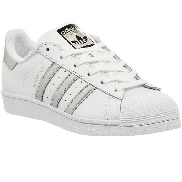 adidas superstar white silver